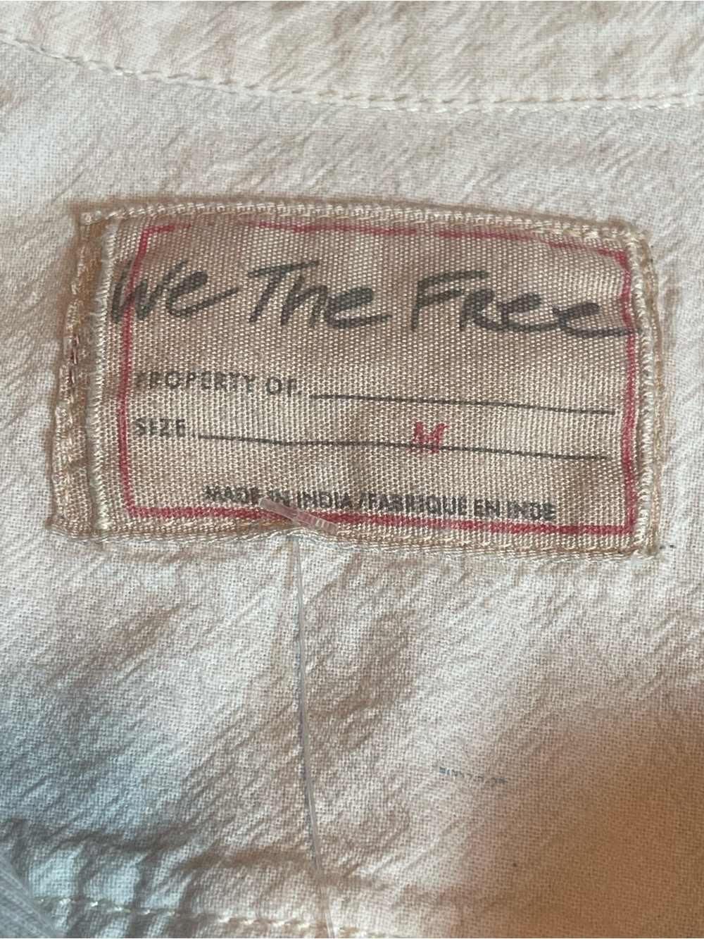 Free People We The Free Tiny Woven Top Cream Ribbed Contrast Stitch Shacket M - Picture 10 of 13